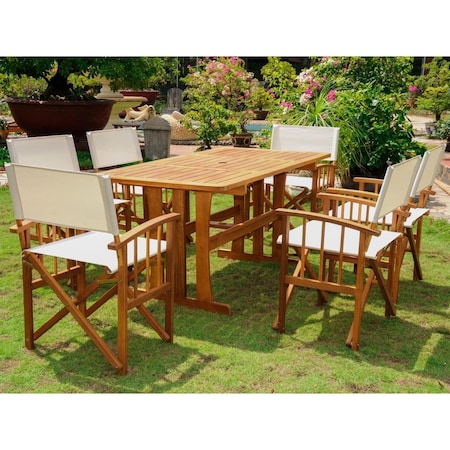 Fixturesfirst Messina Acacia Wood Dining Group, Stain - 7 Piece FI3010422